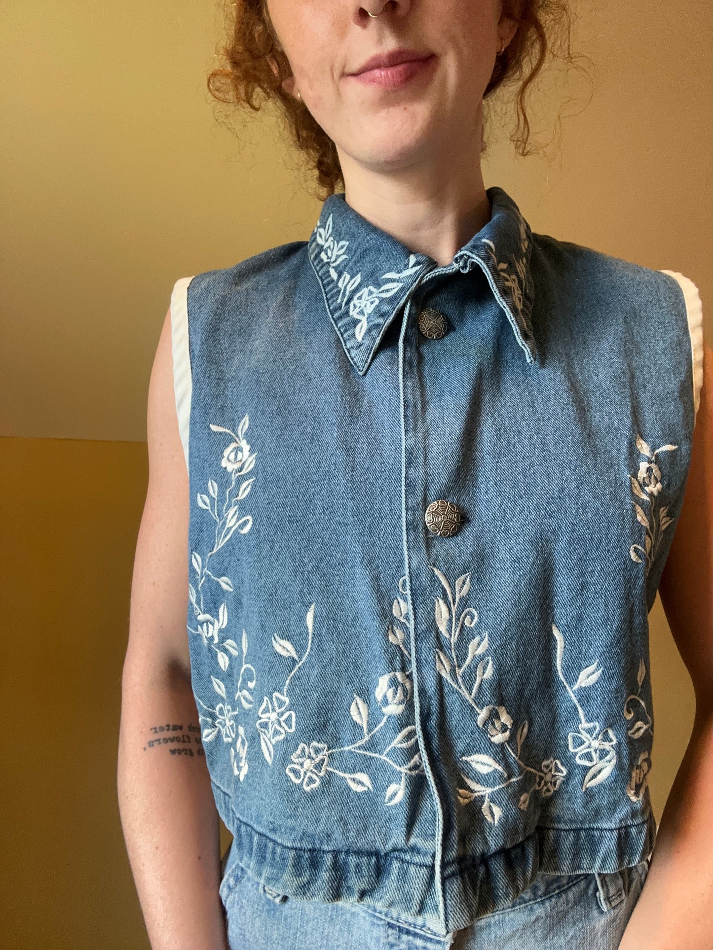 upcycled vintage denim button up shirt