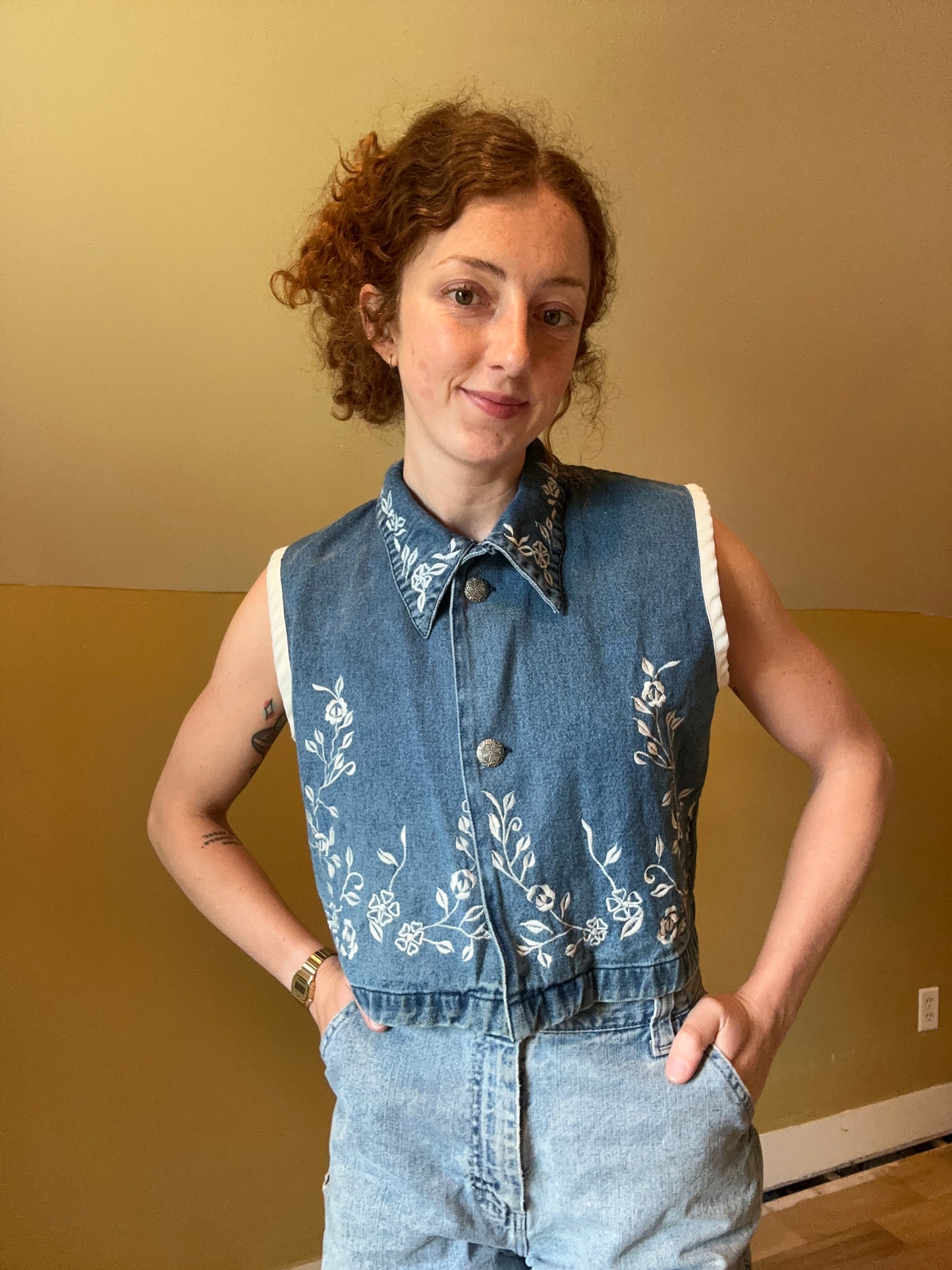 upcycled vintage denim button up shirt