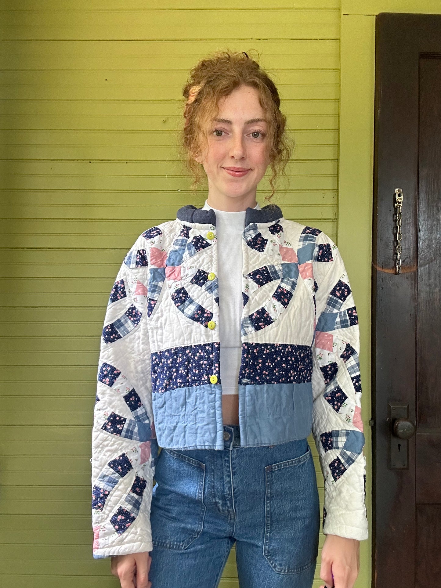 Double Wedding Ring Blue Quilt Coat