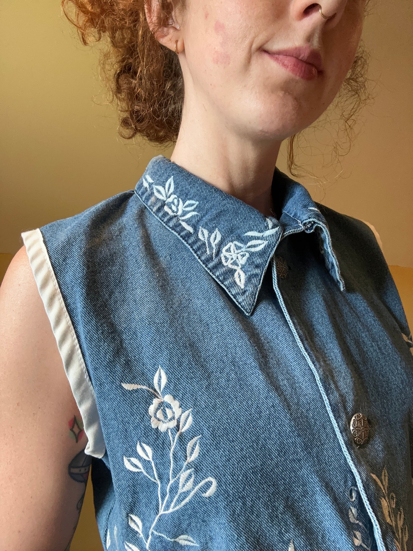 upcycled vintage denim button up shirt