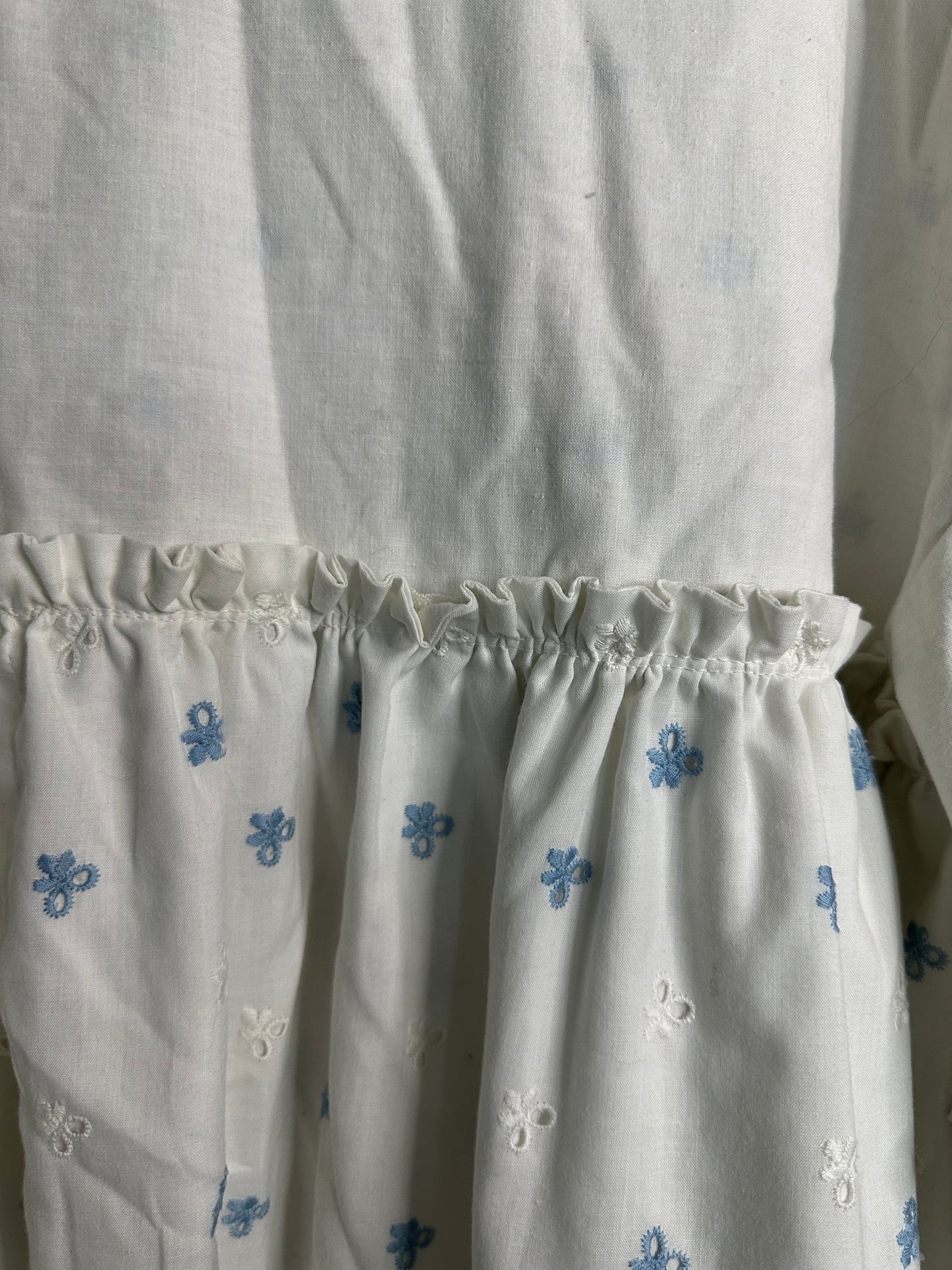 Upcycled Blue + White Eyelet Cardigan