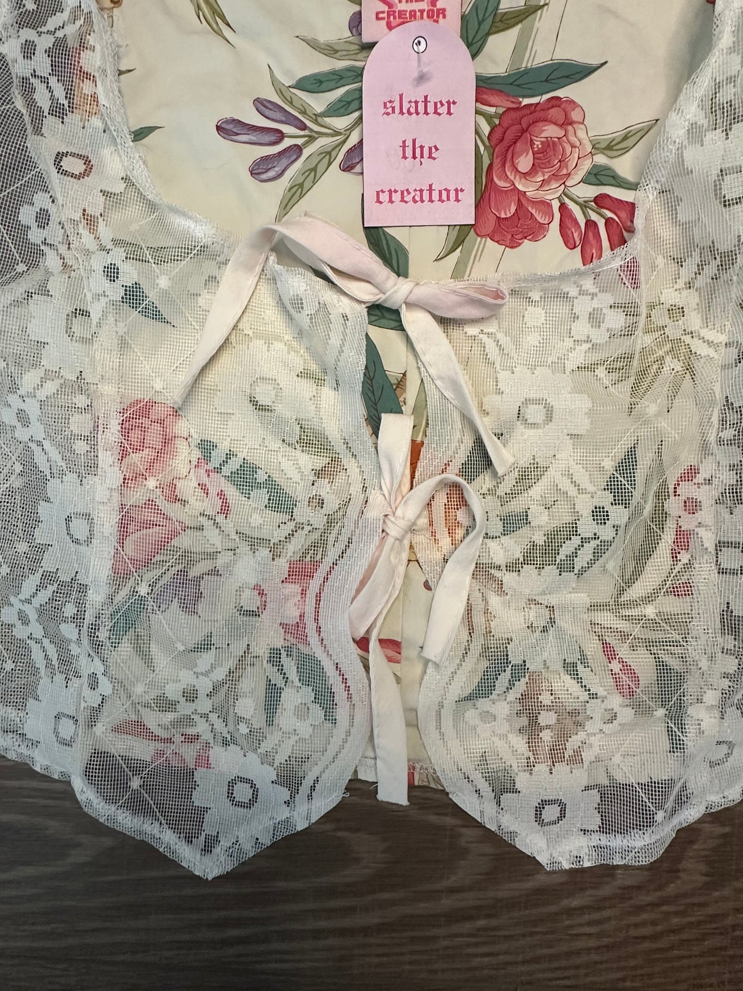 Upcycled Vintage Lace + Floral Vest