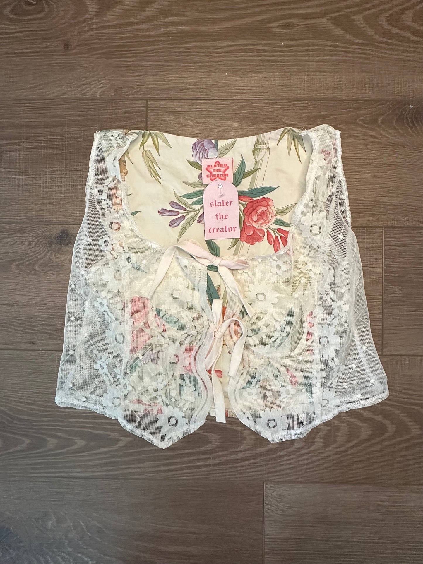 Upcycled Vintage Lace + Floral Vest