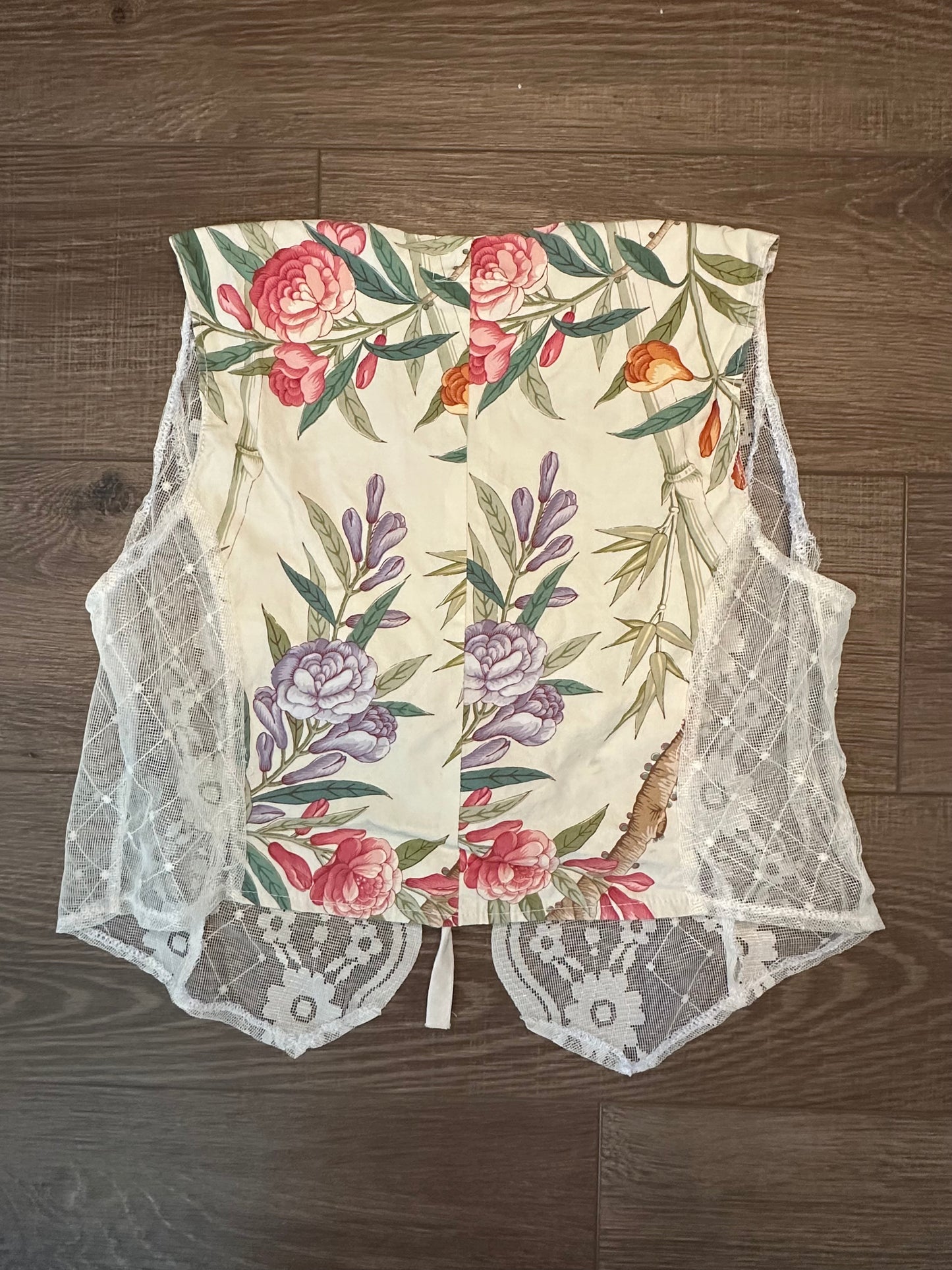 Upcycled Vintage Lace + Floral Vest