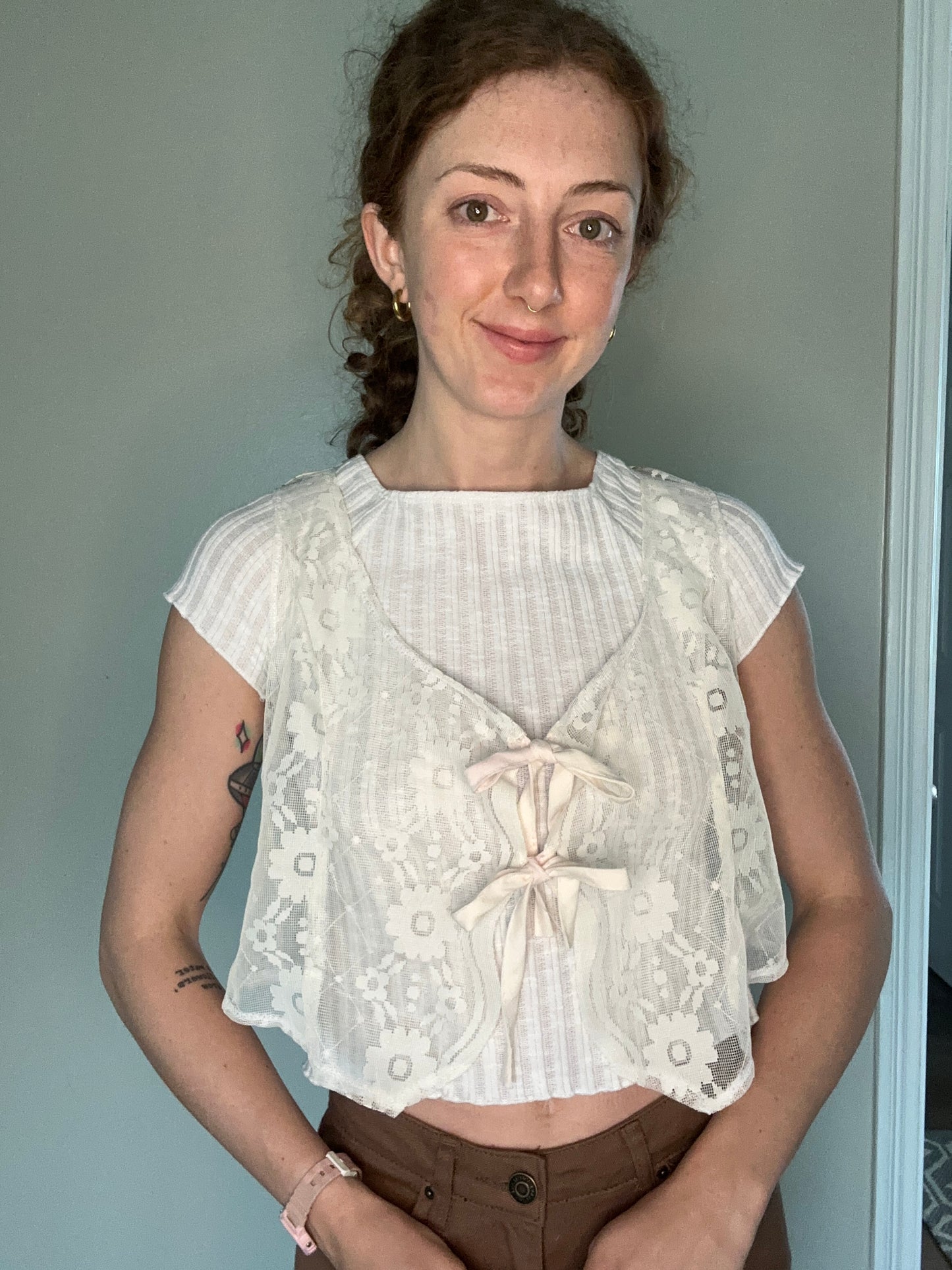 Upcycled Vintage Lace + Floral Vest