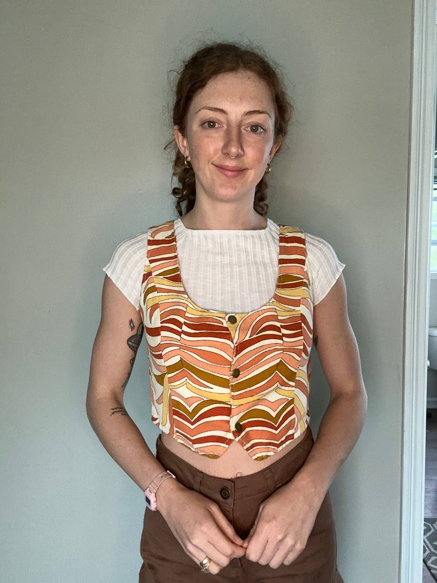 Upcycled Retro Printed Vest