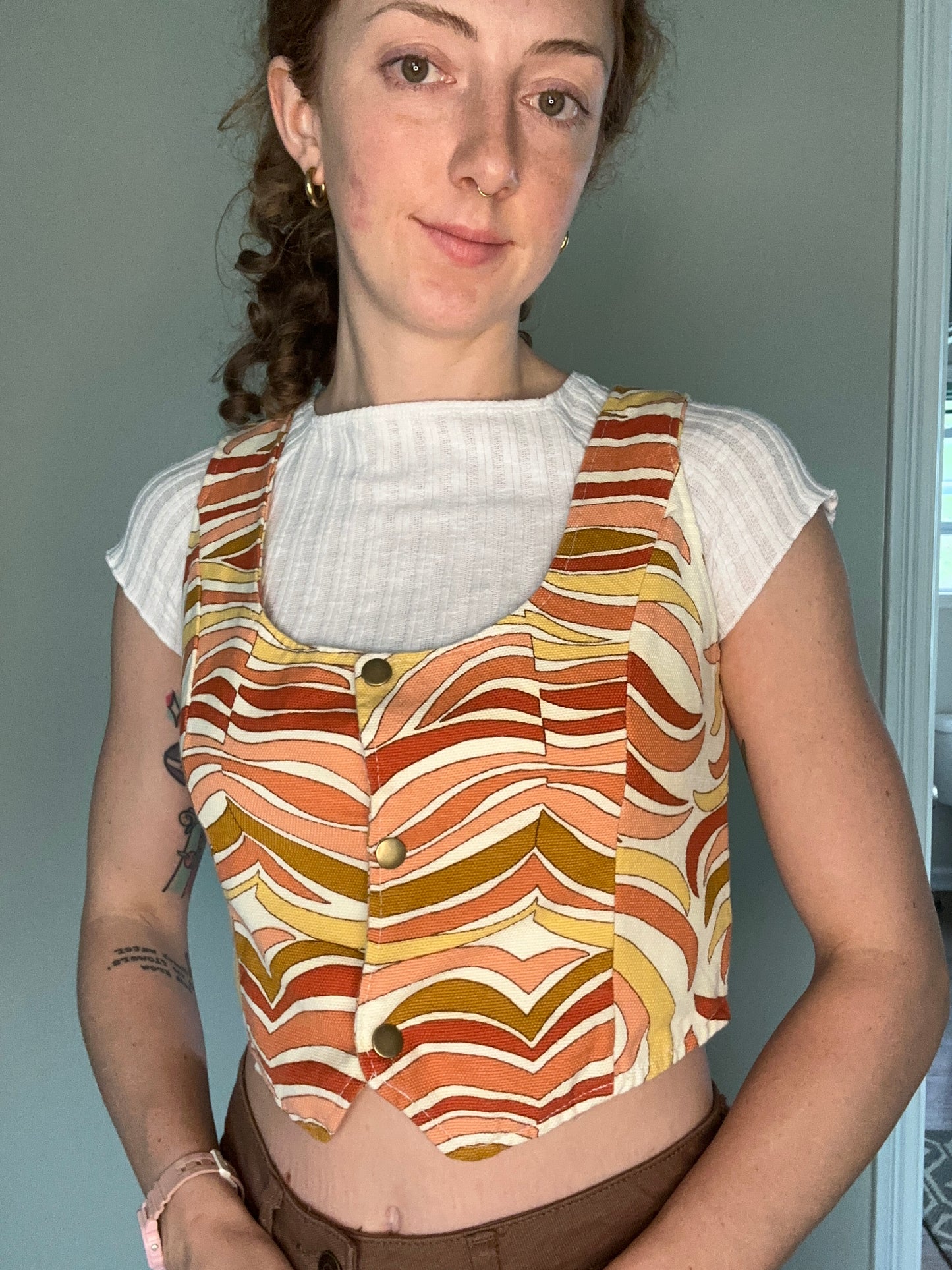 Upcycled Retro Printed Vest