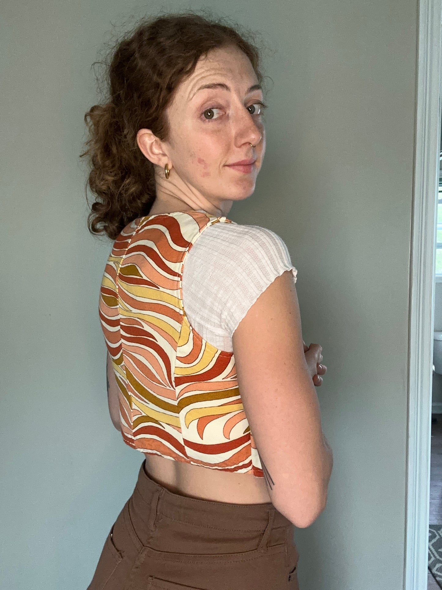 Upcycled Retro Printed Vest