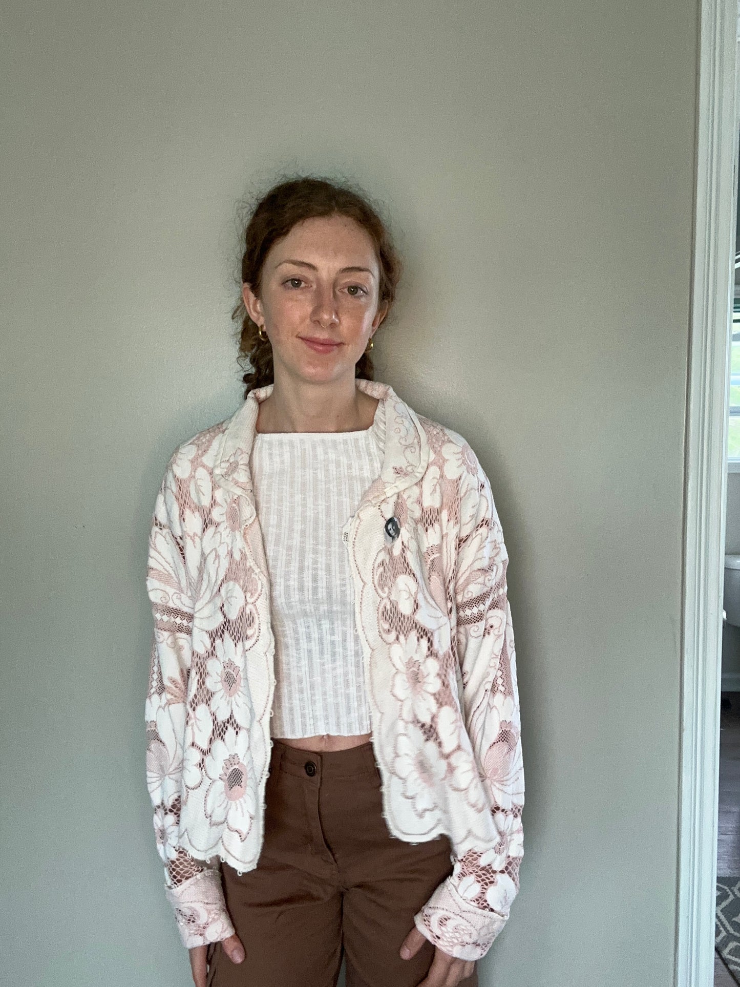 Upcycled Vintage Quaker Lace Cardigan