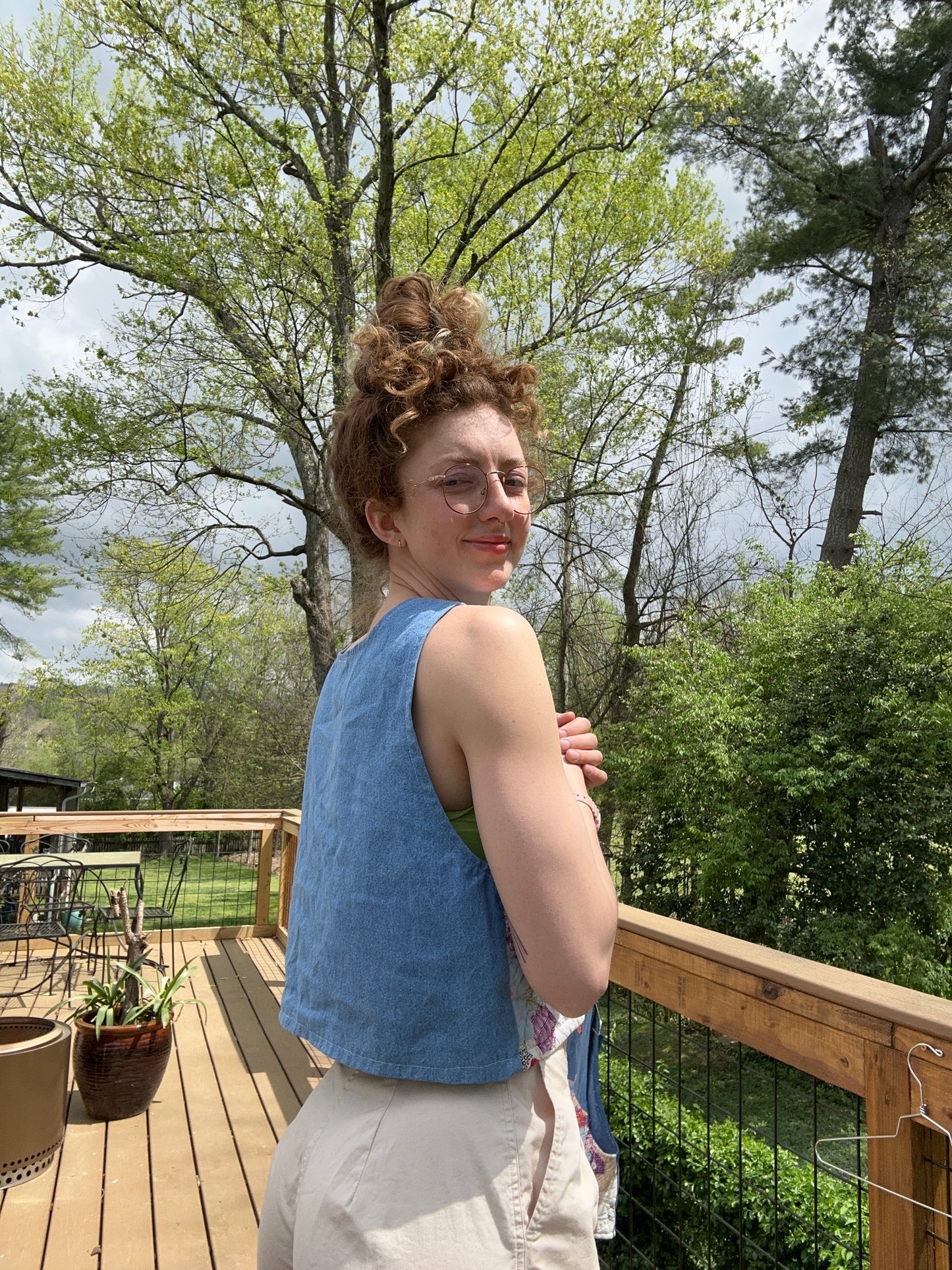 light denim quilted vest