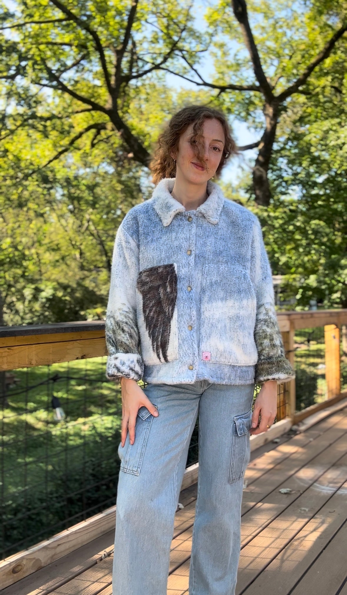 upcycled Biederlack Geese In Flight blanket coat