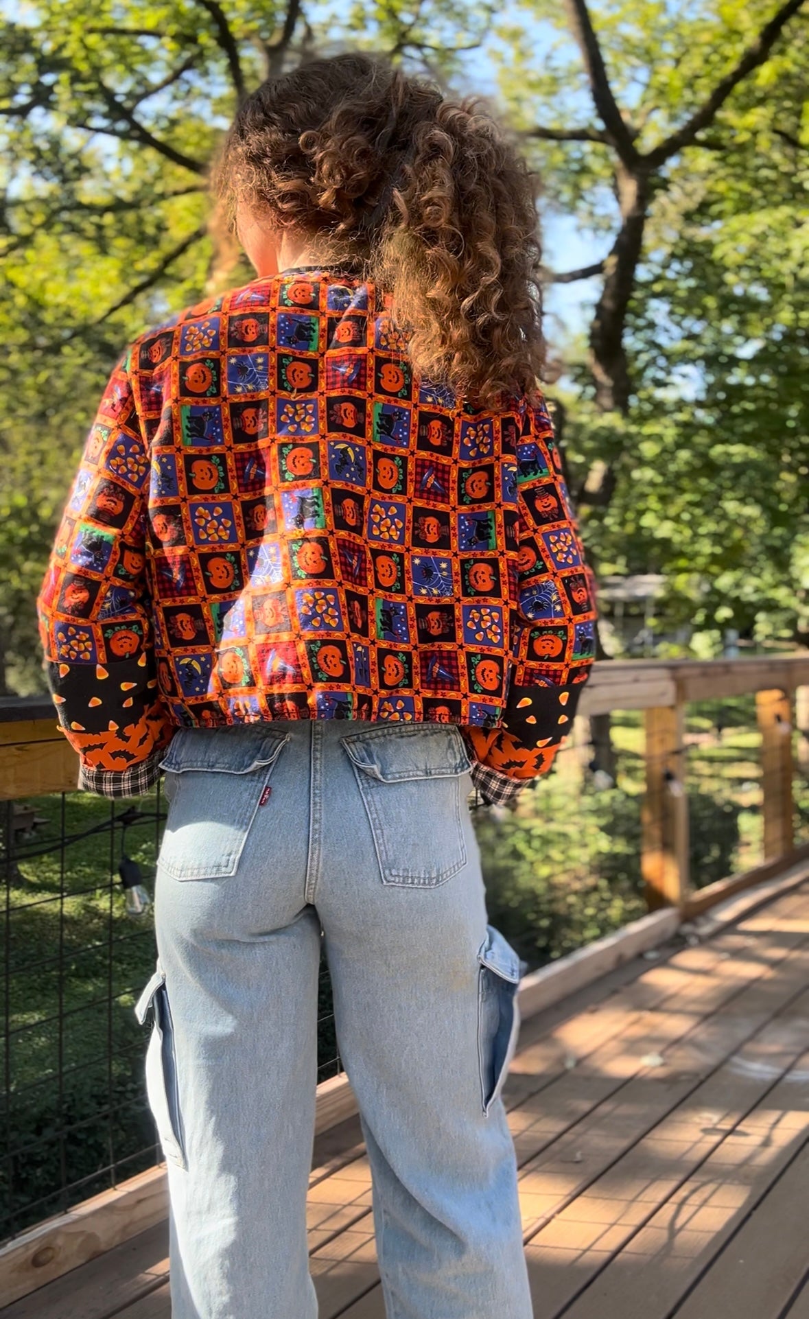 upcycled halloween quilt jacket
