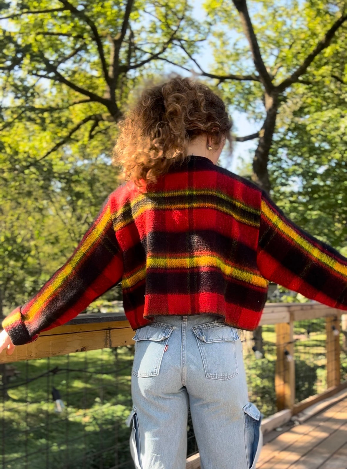 upcycled vintage plaid blanket jacketa