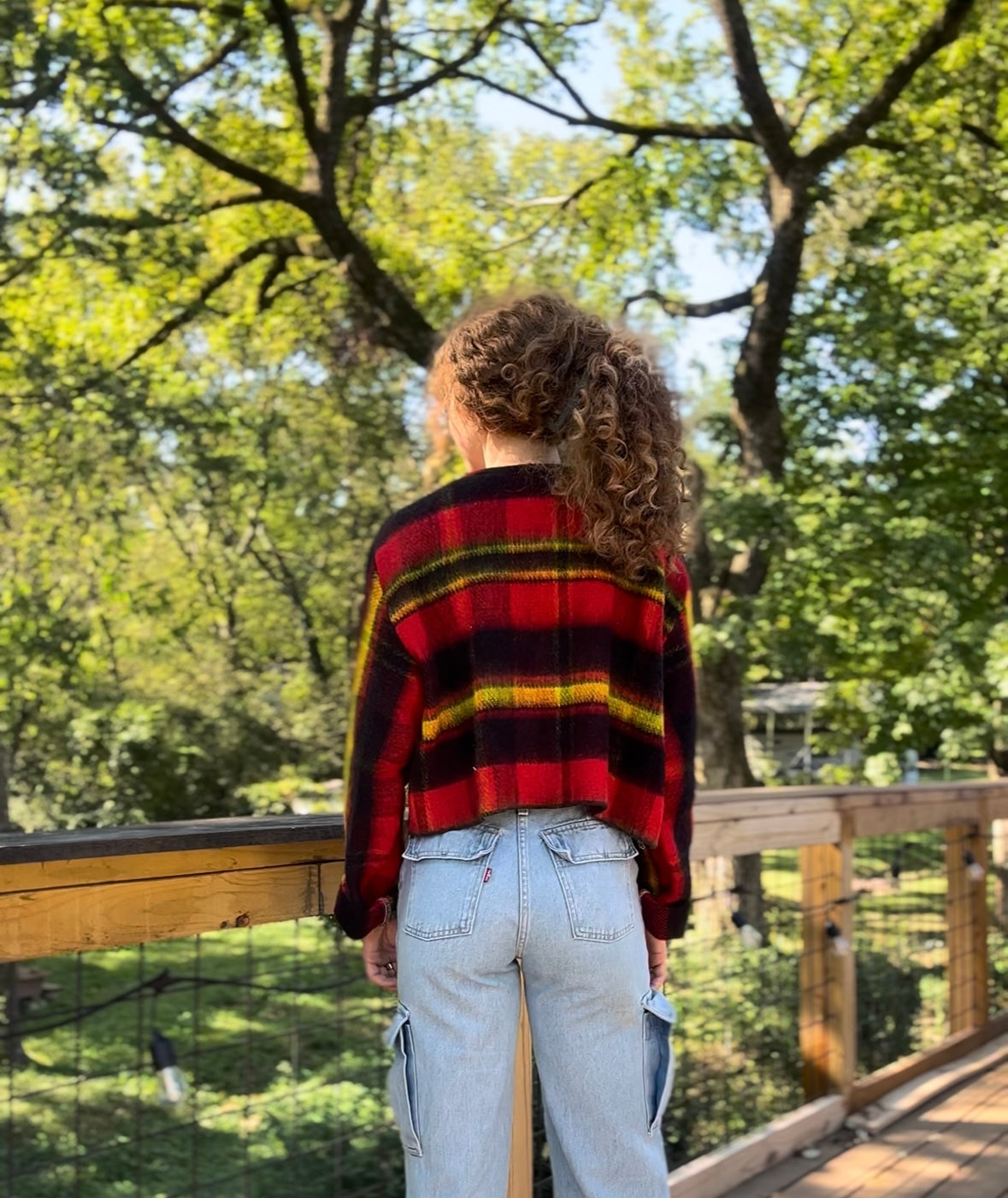 upcycled vintage plaid blanket jacketa