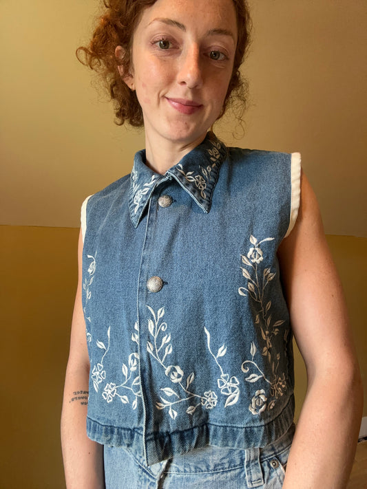 upcycled vintage denim button up shirt