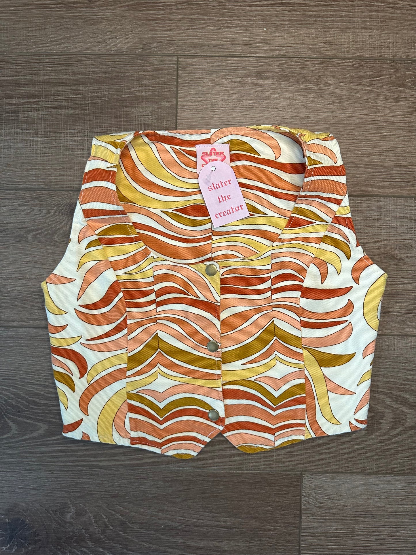 Upcycled Retro Printed Vest