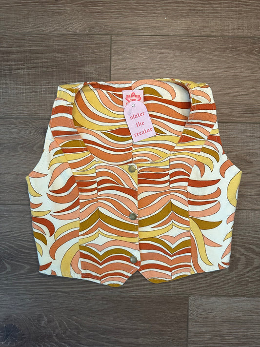 Upcycled Retro Printed Vest