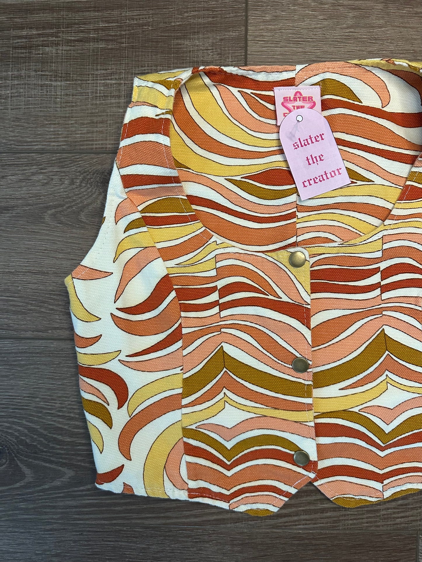 Upcycled Retro Printed Vest