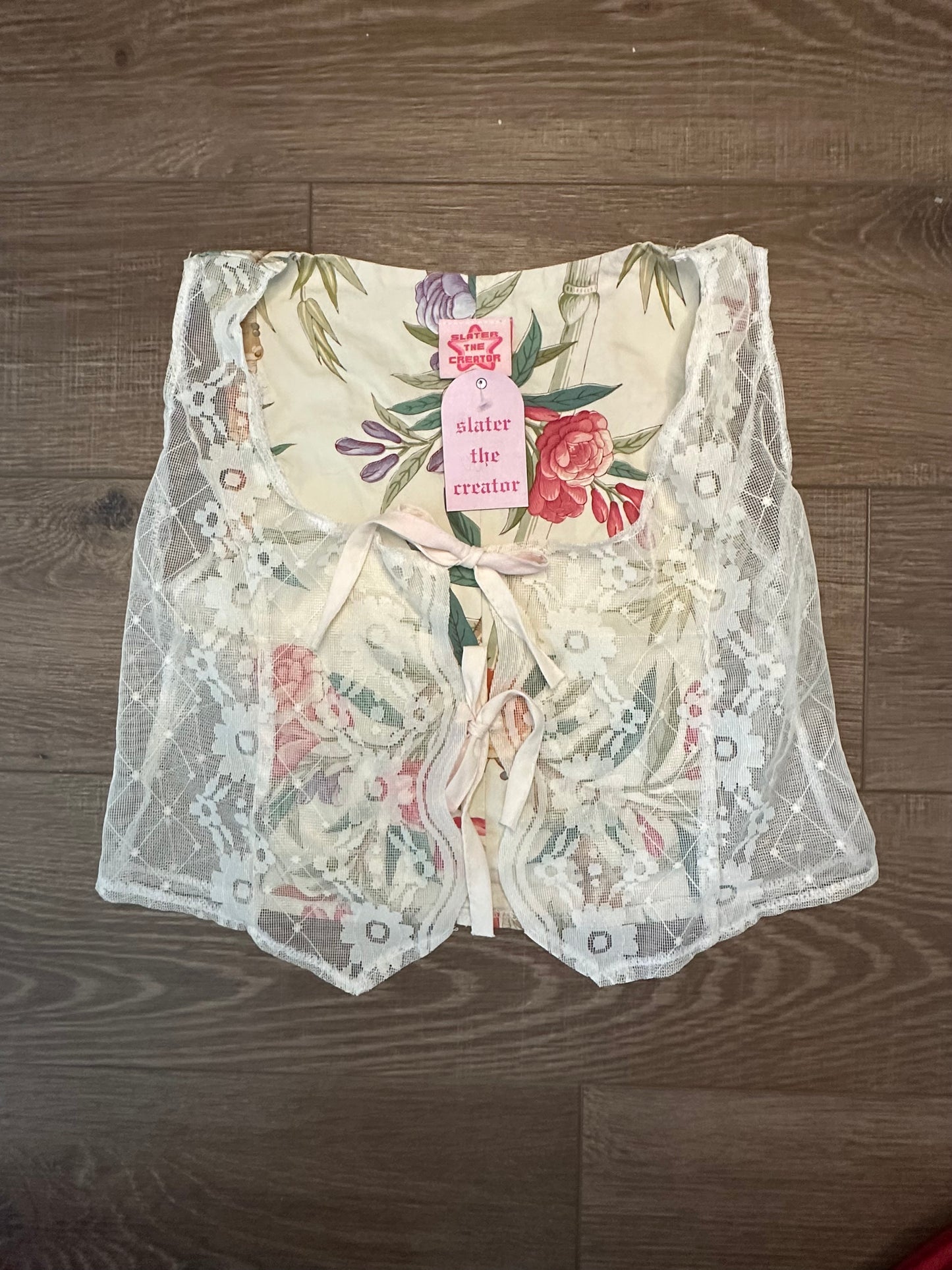Upcycled Vintage Lace + Floral Vest
