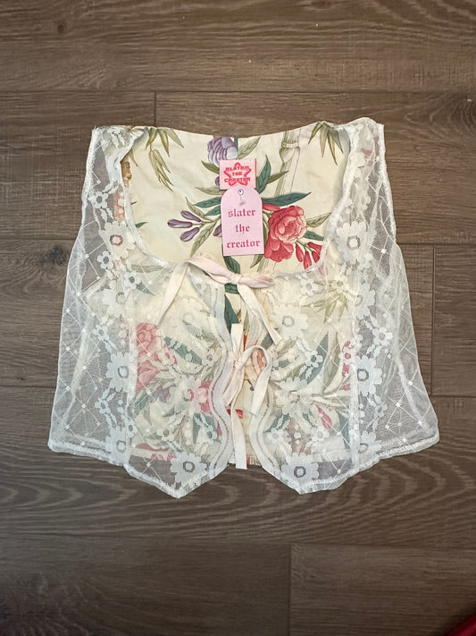 Upcycled Vintage Lace + Floral Vest