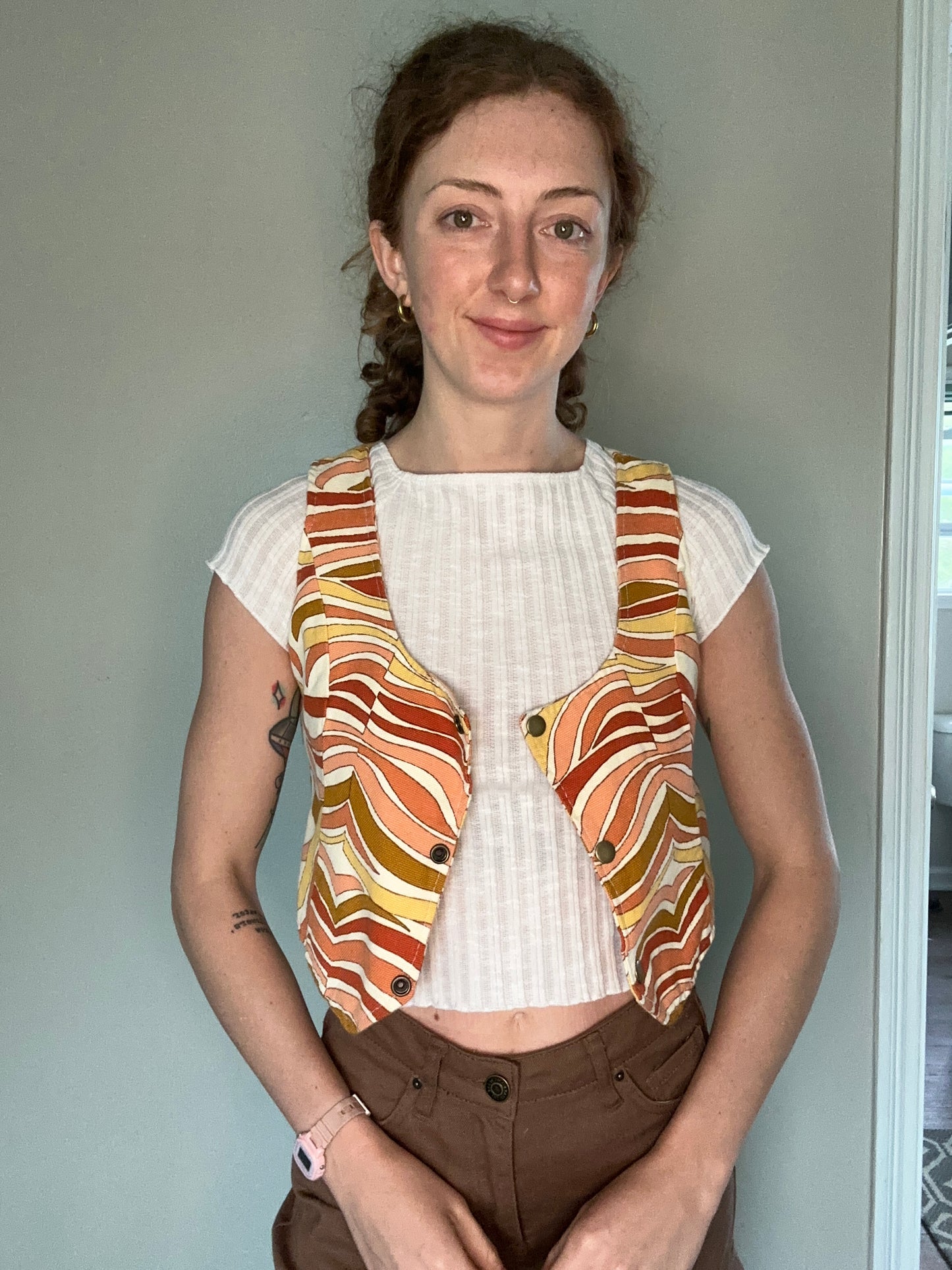 Upcycled Retro Printed Vest