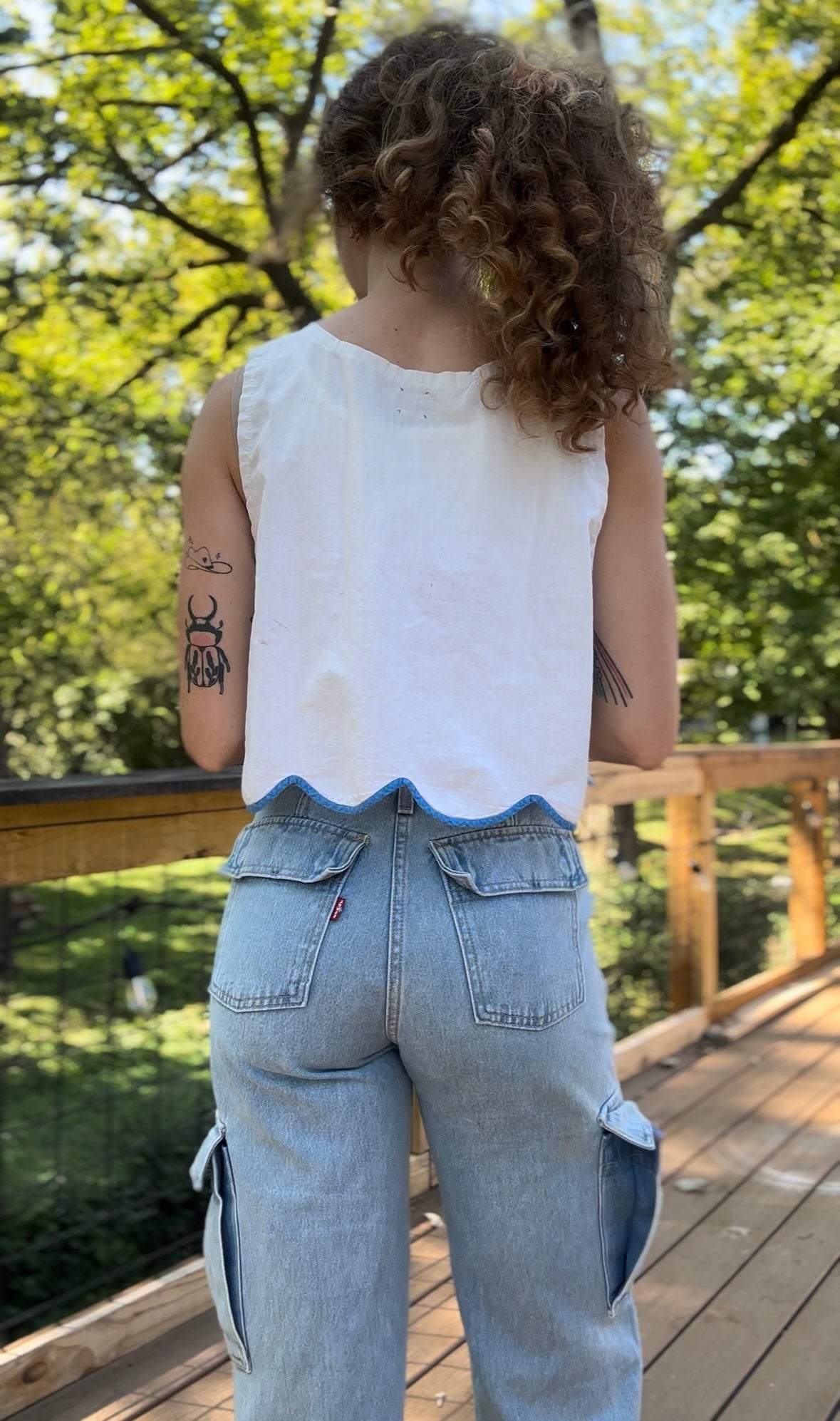 upcycled hand embroidered morning glory vest