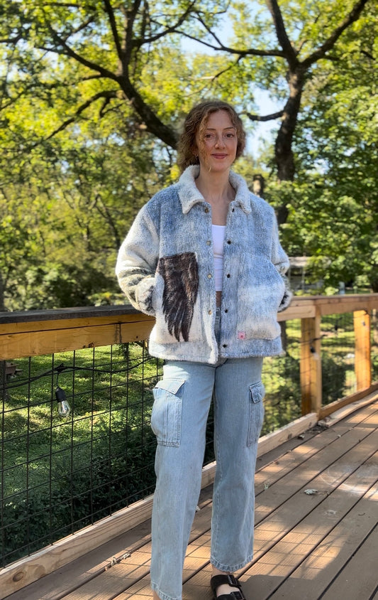 upcycled Biederlack Geese In Flight blanket coat