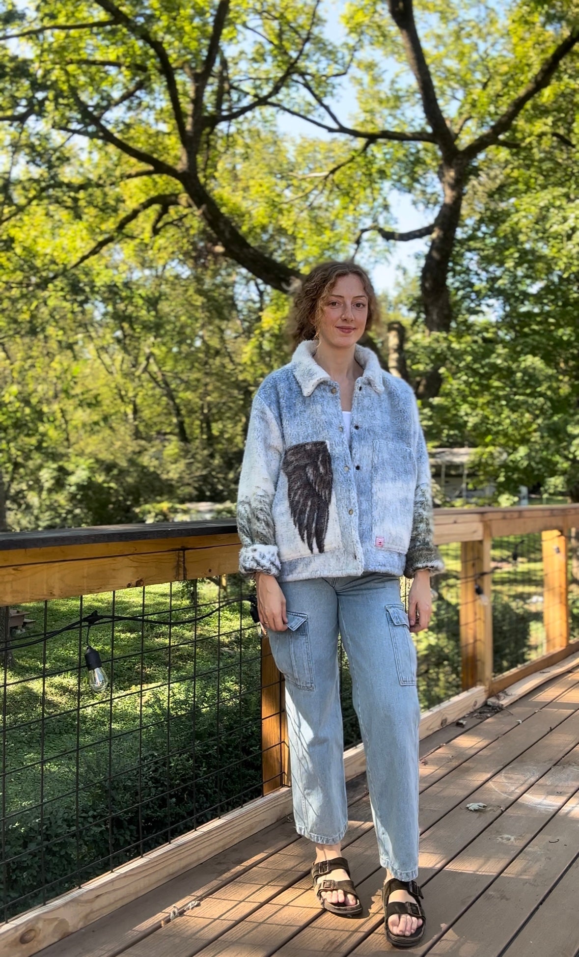 upcycled Biederlack Geese In Flight blanket coat