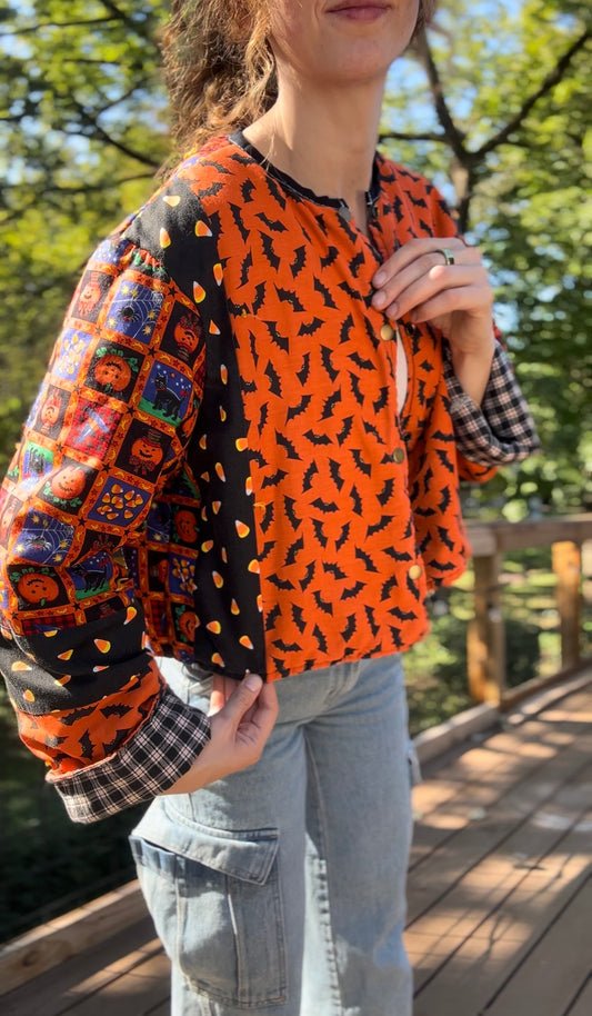 upcycled halloween quilt jacket